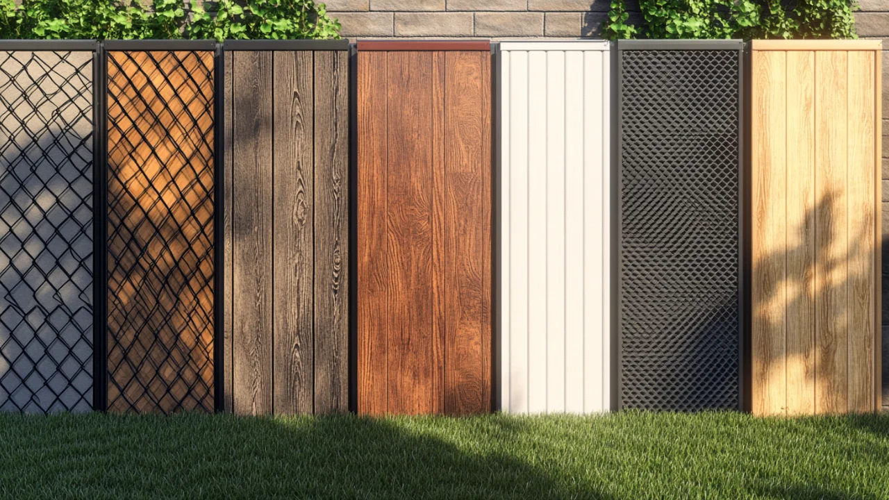 Different types of fence materials.